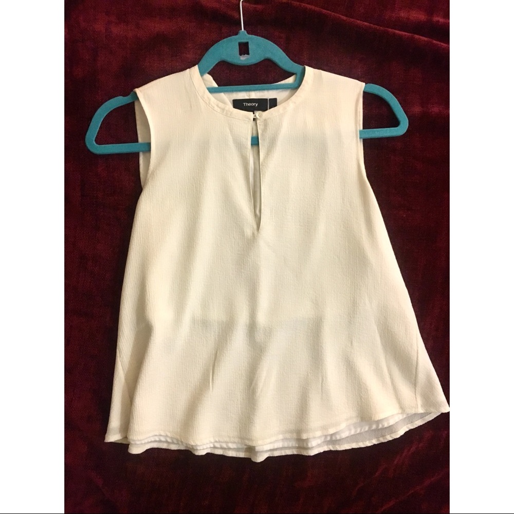 • theory • white silk blouse